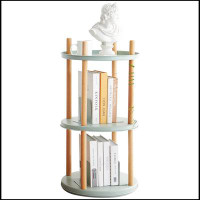 Orren Ellis Storage Shelf, 360° Rotating Bookshelf, 3 Tier Bookcase W/ Large-Capacity Storage Space, Multifunctional Sto