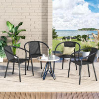 Rubbermaid Patio Dining Chairs Set Of 4, Outdoor Rattan Stackable Chairs For All Weather, Support 330 LBS, Metal Heavy D