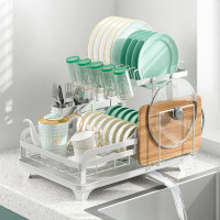 Crestone Foldable Kitchen Bowl Rack Dish Drying Rack With Drainboard Dish Utensil Holder And Knife Slots Holder For Kitc