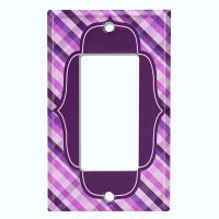 WorldAcc Metal Light Switch Plate Outlet Cover (Purple Picnic Plaid Frame - Single Toggle)