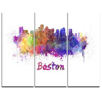 Made in Canada - Design Art Boston Skyline - 3 Piece Graphic Art on Wrapped Canvas Set