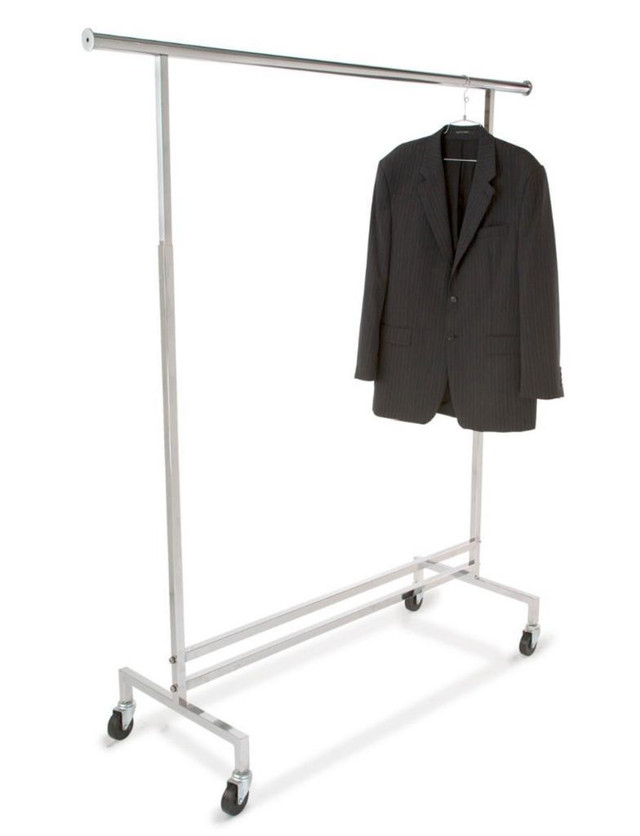 SINGLE HANGRAIL ROLLING RACK - SQUARE TUBING - 12 PULLOUT ARMS - ADJUSTABLE FROM 54 to 74 HIGH in Other in Ontario