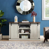 Gracie Oaks Media TV Stand For TV Up To 55" With Sliding Doors And Open Storage Space
