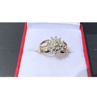 #482 - 10kt Ladies Diamond Cluster Ring, Size 7