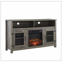 Gracie Oaks Saskya TV Stand for TVs up to 65" with Electric Fireplace Included