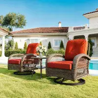 Bay Isle Home™ 3 Pieces Outdoor Swivel Glider Rocker Patio Furniture Set