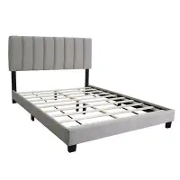 Ebern Designs STONE GRAY QUEEN SIZE ADJUSTABLE UPHOLSTERED BED FRAME