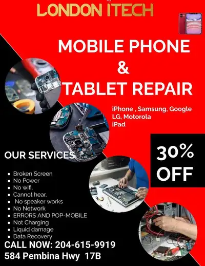 Mobile Phones and Tablet Repair Broken Screen Repair Black Screen Liquid Damage No sound, not chargi...