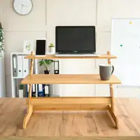 Inbox Zero Adjustable Standing Desk Riser - Bamboo Monitor Laptop Stand