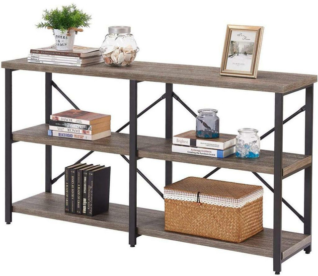 NEW RUSTIC CONSOLE ENTRY 3 TIER BOOKSHELF TABLE TLHT02 in Bookcases & Shelving Units in Alberta - Image 3