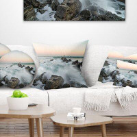 Made in Canada - East Urban Home Seashore Bay or Biscay Rushing Waters Pillow