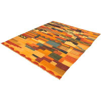 ECARPETGALLERY One-of-a-Kind Hand-Knotted New Age Anatolian Burnt Orange 9'5" x 11'3" Wool Area Rug
