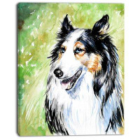 Design Art 'Black Collie Dog Watercolor' Painting Print on Wrapped Canvas