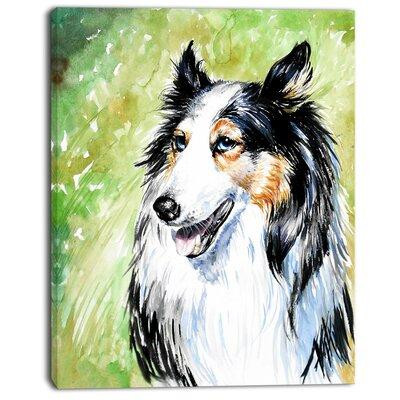 Design Art 'Black Collie Dog Watercolor' Painting Print on Wrapped Canvas in Arts & Collectibles