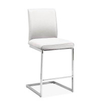 Wrought Studio Grey Leather Counter-Height Chair