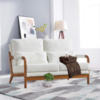 Corrigan Studio Upholstered 49 Inch Teddy Fabric Loveseat Couch Sofa For Living Room With Sturdy Wood Frame Construction