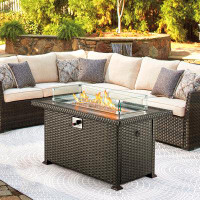 Red Barrel Studio Red Barrel Studio 44 Inch Aluminum Propane Gas Fire Pit Table With Hand-Painted Table Top, 50,000 BTU
