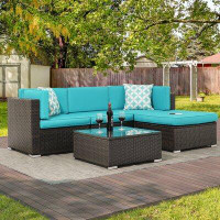 Latitude Run® Modelle Patio Furniture Set, 5-Piece PE Rattan Wicker Outdoor Sectional Furniture Sets For Patio, Deck And
