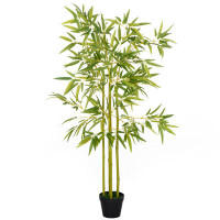 Primrue Primrue 4FT Artificial Bamboo Tree, Faux Greenery Plant, Decorative Tree In Nursery Pot For Indoor Outdoor Décor