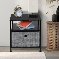 Sorbus End Table With Drawer - Grey Black