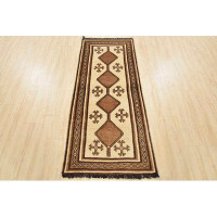 Foundry Select Vintage Tribal Oriental Runner 2’10” X 6’6” Ivory Wool Hand-Knotted Area Rug