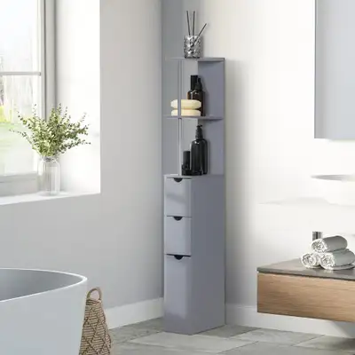 Bathroom Floor Cabinet 5.9" x 13" x 53.7" Grey