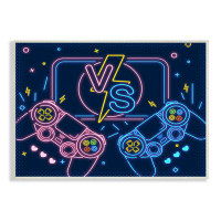 Stupell Industries Video Gamer Two Players Controllers Neon Style  XXL Stretched Canvas Wall Art By Ziwei Li