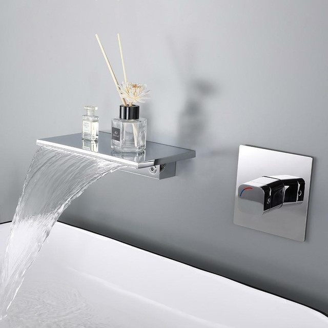 Waterfall Wall Mount Chrome Single Handle Bathroom Sink Faucet Solid Brass in Plumbing, Sinks, Toilets & Showers - Image 2