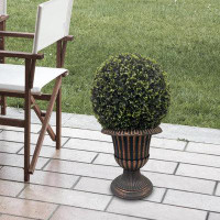 Primrue 13"D x 24"H Artificial Ball Topiary Plant with Bronze Pedestal Pot,for Indoor and Outdoor