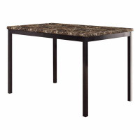 Creationstry Dining Table 1pc Faux Marble Table Top Metal Finish Frame Transitional