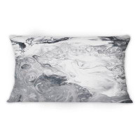 East Urban Home White And Grey Liquid Marble Waves I -1 Modern Printed Throw Pillow