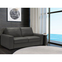 Latitude Run® Latitude Run® Makoti Leather Sofa Sleeper | Dark Grey | 3 Seater Couch With Full Size Pull Out Mattress
