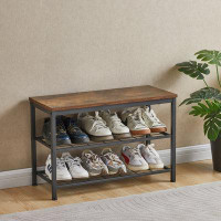 17 Stories Entryway Shoe Rack Bench With Coat Hooks
