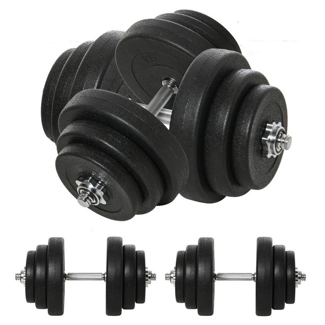 ADJUSTABLE 2 X 44LBS WEIGHT DUMBBELL SET FOR WEIGHT FITNESS TRAINING EXERCISE FITNESS HOME GYM EQUIPMENT, BLACK (PAIR) in Exercise Equipment
