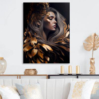 House of Hampton Gold And Black Sensual Woman V - Contemporary Glam Canvas Wall Art