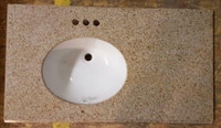 39 x 22 x 3/4 Granite Counter top with Undermount Porcelain Sink ( Beige ) ( Sink offset to the Left )  countertop