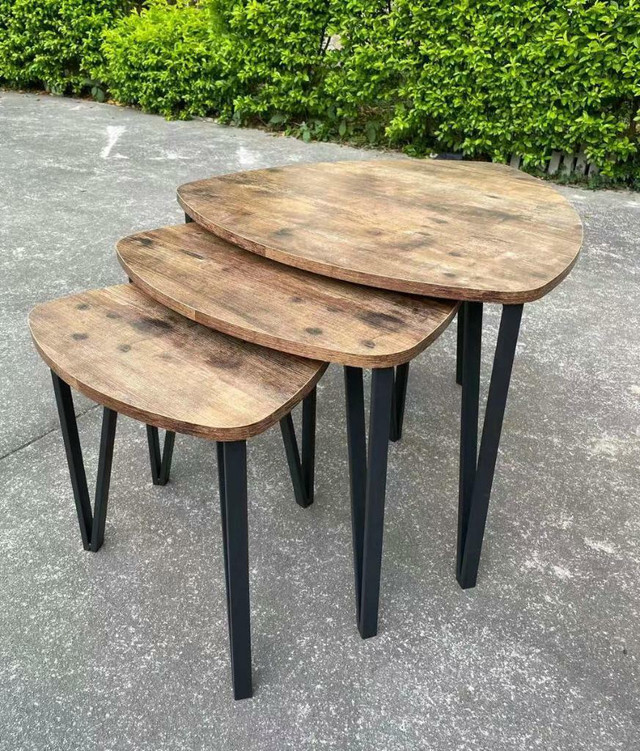 NEW RUSTIC 3 PCS NESTING COFFEE & SIDE TABLE SET LCT2101 in Coffee Tables in Regina - Image 2