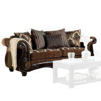 Bloomsbury Market Sofa With Damask Pattern And Rolled Arms, Brown