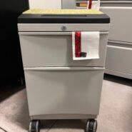 Mobile Box/File Pedestal – Full Pull Handles – Grey with Cushion in Desks in Belleville Area