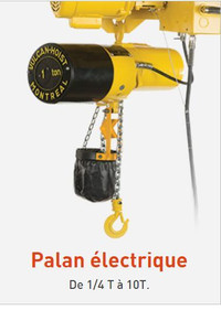 Palan Électrique et manuel 1/2 a 10 tonnes au Meilleur Prix au Québec