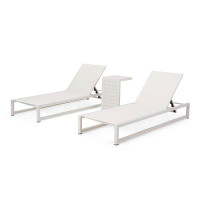 Hokku Designs Anxhela Outdoor Aluminum Chaise Lounge Set With C-Shaped End Table