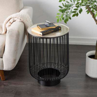 17 Stories Cole And Grey Metal Open Frame Wire Geometric Accent Table With Silver Aluminum Top