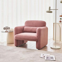 Wrought Studio 34"Lamb Fleece Fabric Sofa, Modern Single Sofa with Support Pillow(Pink)