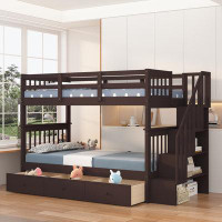 Harriet Bee Ialiyah Kids Twin Over Twin Bunk Bed with Three Drawers
