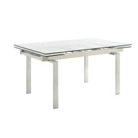 Orren Ellis Tiedeman Metal and Glass Contemporary Extendable Dining Table
