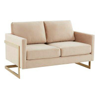 Everly Quinn Everly Quinn Bellago Modern Velvet Sofa With Gold Frame