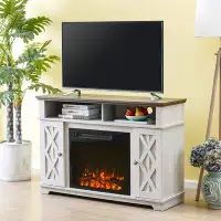Gracie Oaks Benedetti TV Stand for TVs up to 55" with Electric Fireplace Included