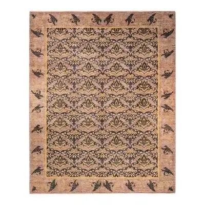 Isabelline Arts & Crafts, One-Of-A-Kind Hand-Knotted Area Rug  - Black, 9' 2" X 11' 8"