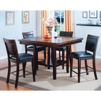 Red Barrel Studio Ryan Espresso Modern Traditional Wood Square Counter Height Dining Room Set