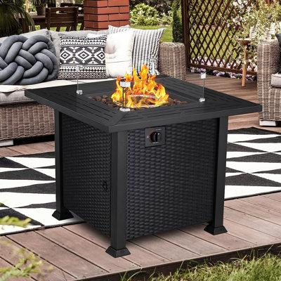Red Barrel Studio 25.2" H x 31.89" W Iron Propane Outdoor Fire Pit Table with Lid in BBQs & Outdoor Cooking